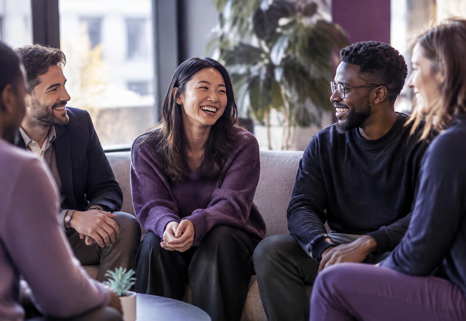 People in warm, genuine conversation
